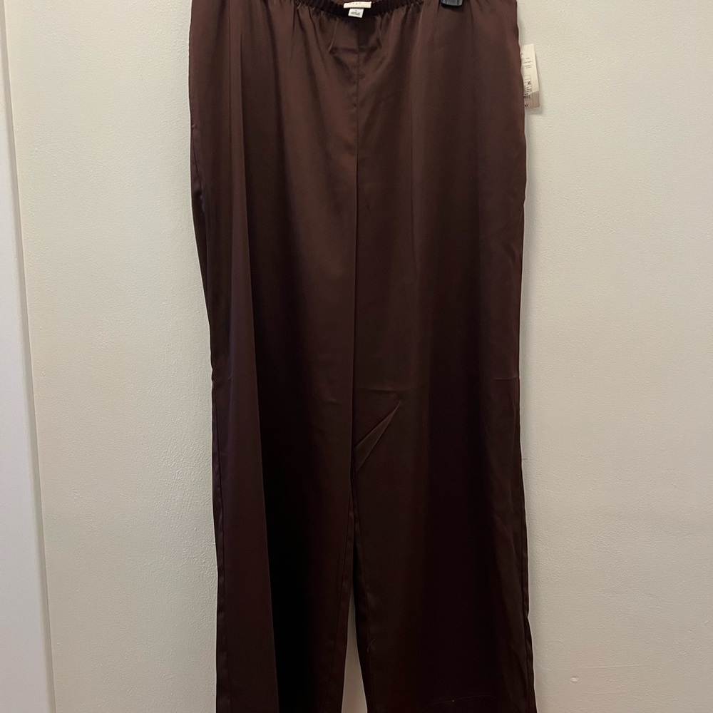 NWT a new day Womens Large Dark Brown Dress Silky Pants
